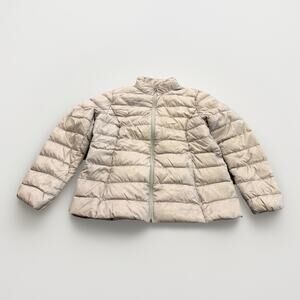 Eddie Bauer Womens Light Brown Full Zip Down Puffer Lightweight Jacket Size XL